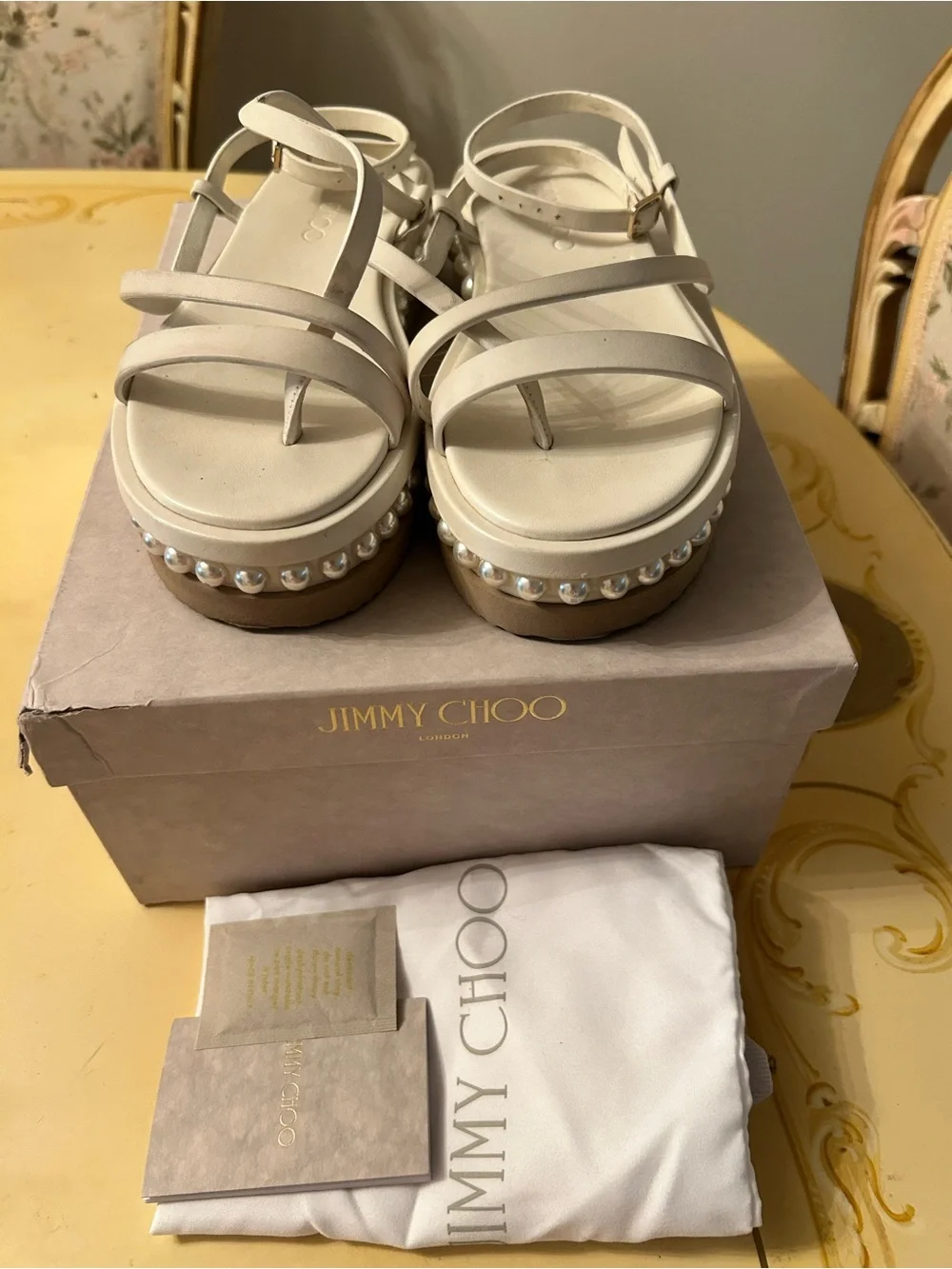 Jimmy Choo Pearl Accent Sandals Authentic - Picture 1 of 10